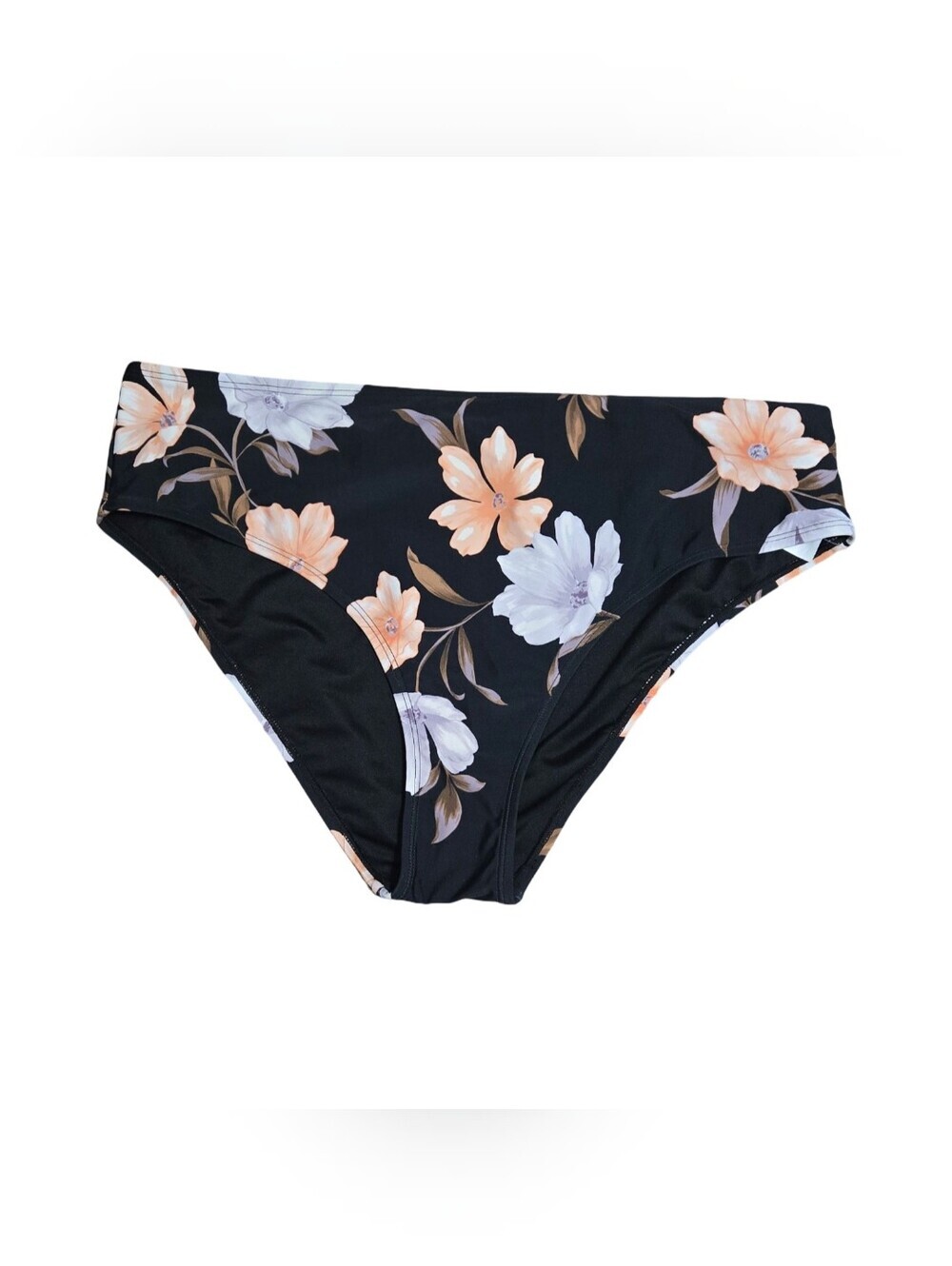 Cupshe Floral High-Waist Bikini Bottom - Black Peach